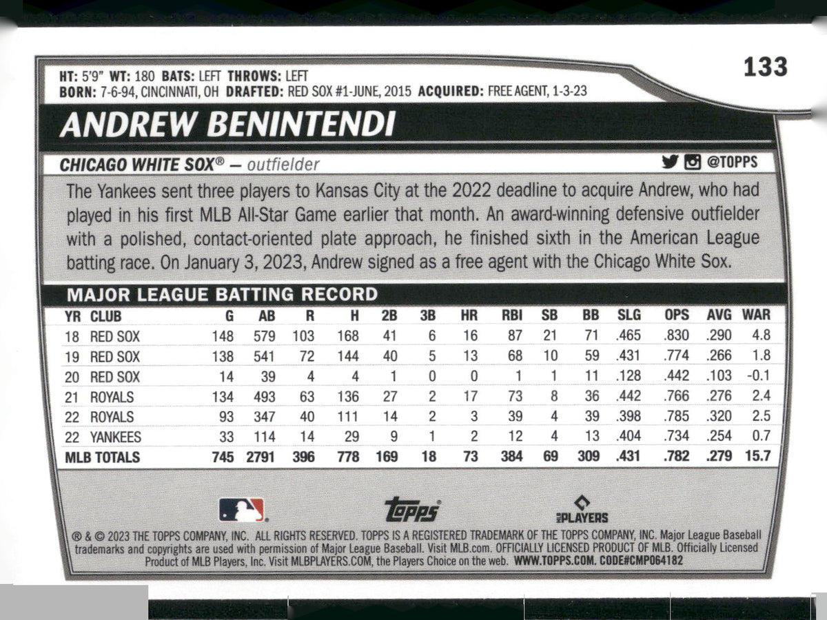 2023 Topps Big League #133 Andrew Benintendi