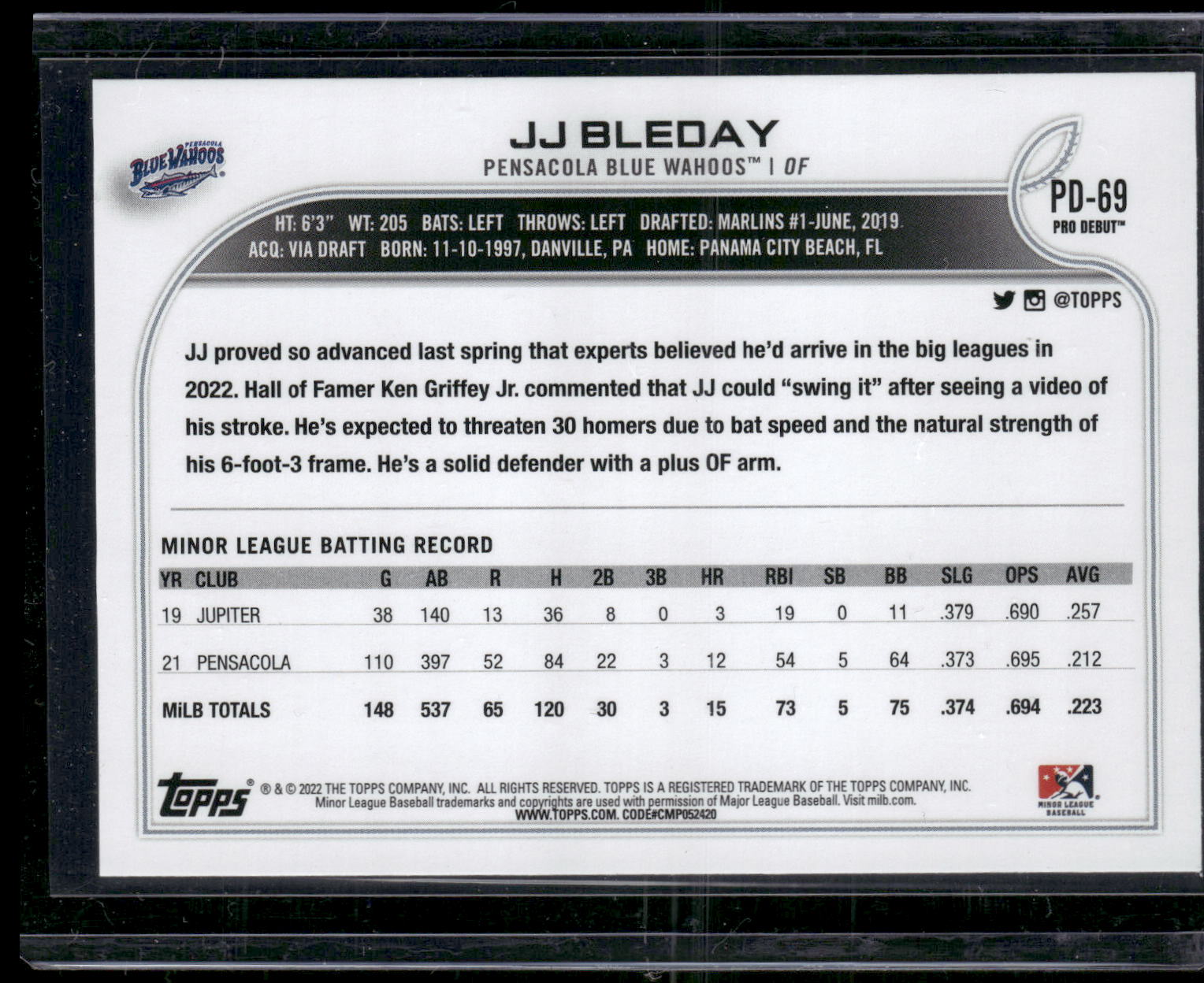 2022 Topps Pro Debut #PD-69 JJ Bleday