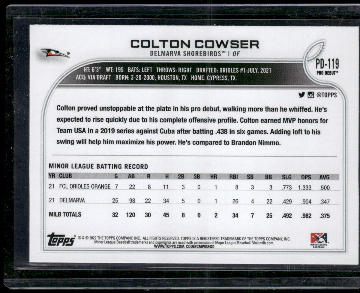 2022 Topps Pro Debut #PD-119 Colton Cowser