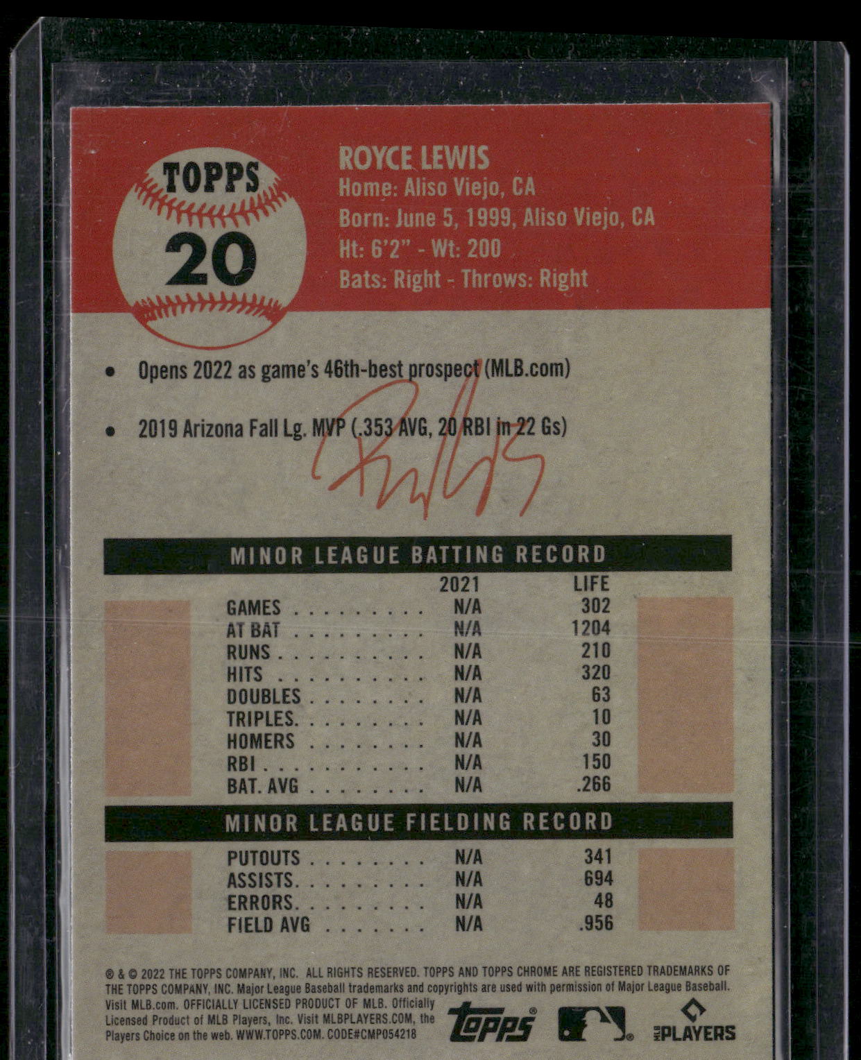 2022 Topps Chrome Platinum Anniversary #20 Royce Lewis