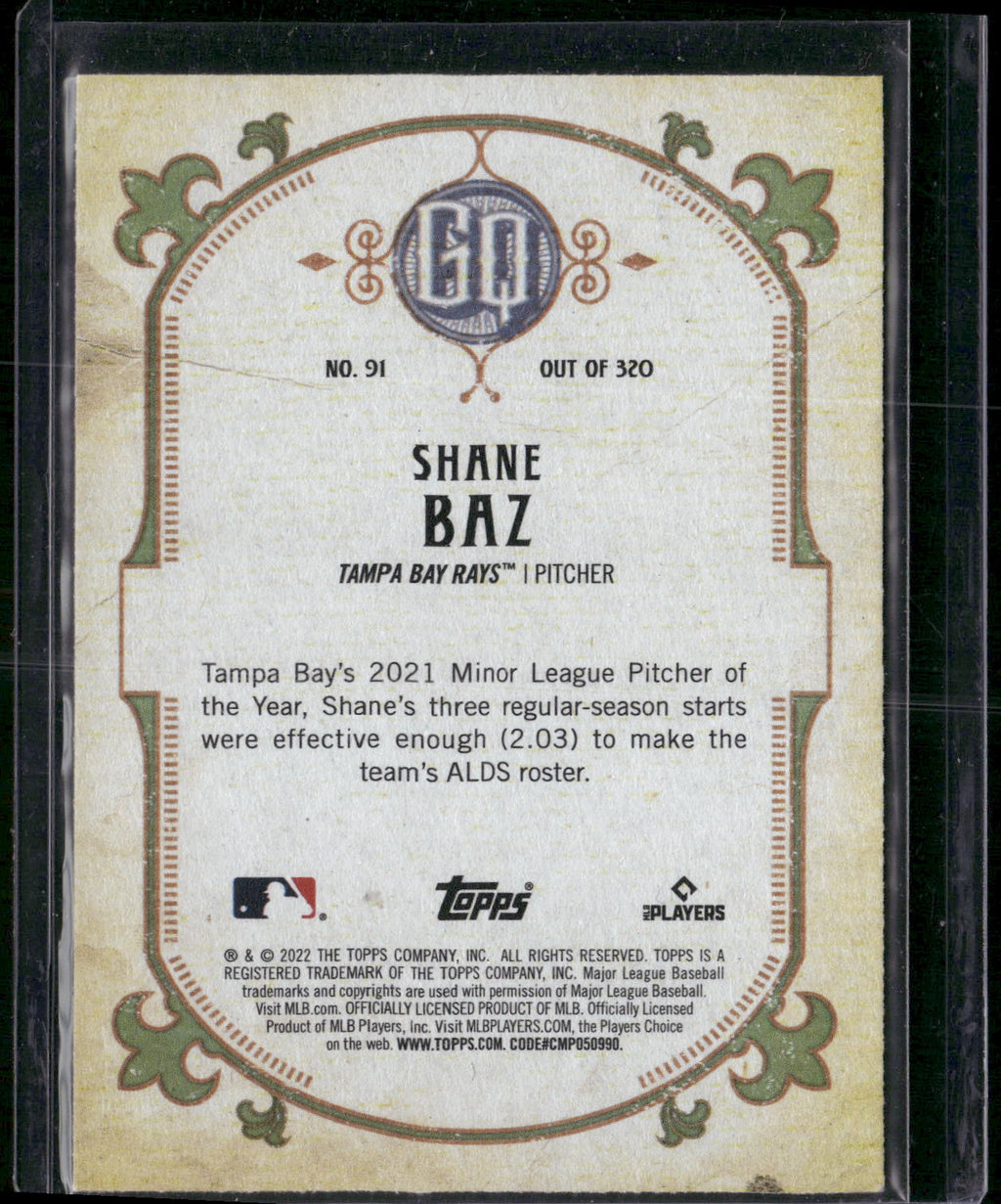2022 Topps Gypsy Queen #91 Shane Baz