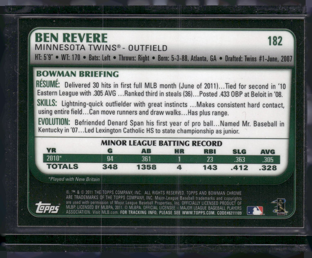 2011 Bowman Chrome #182 Ben Revere