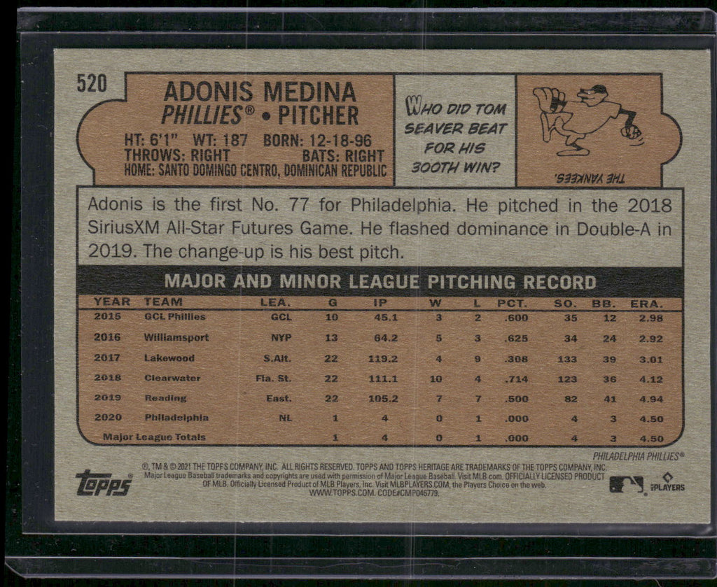 2021 Topps Heritage #520 Adonis Medina