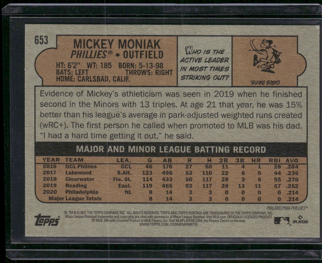 2021 Topps Heritage #653 Mickey Moniak