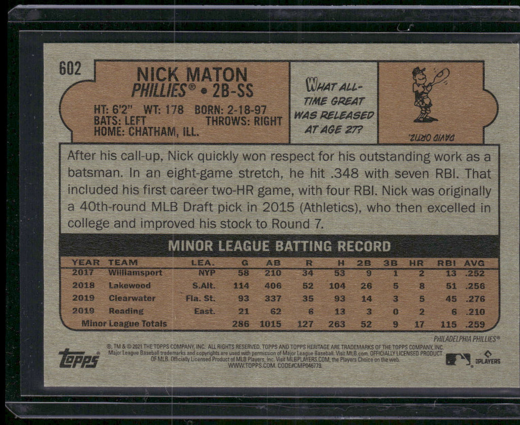 2021 Topps Heritage #602 Nick Maton