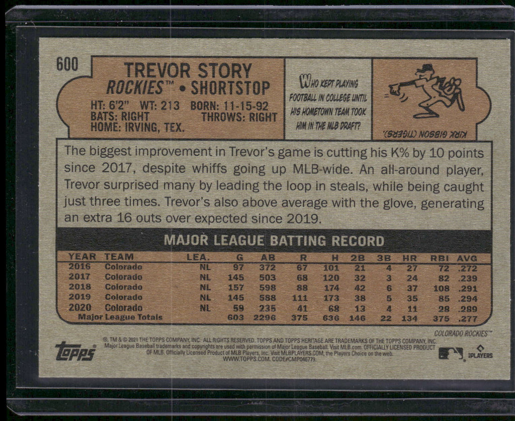 2021 Topps Heritage #600 Trevor Story