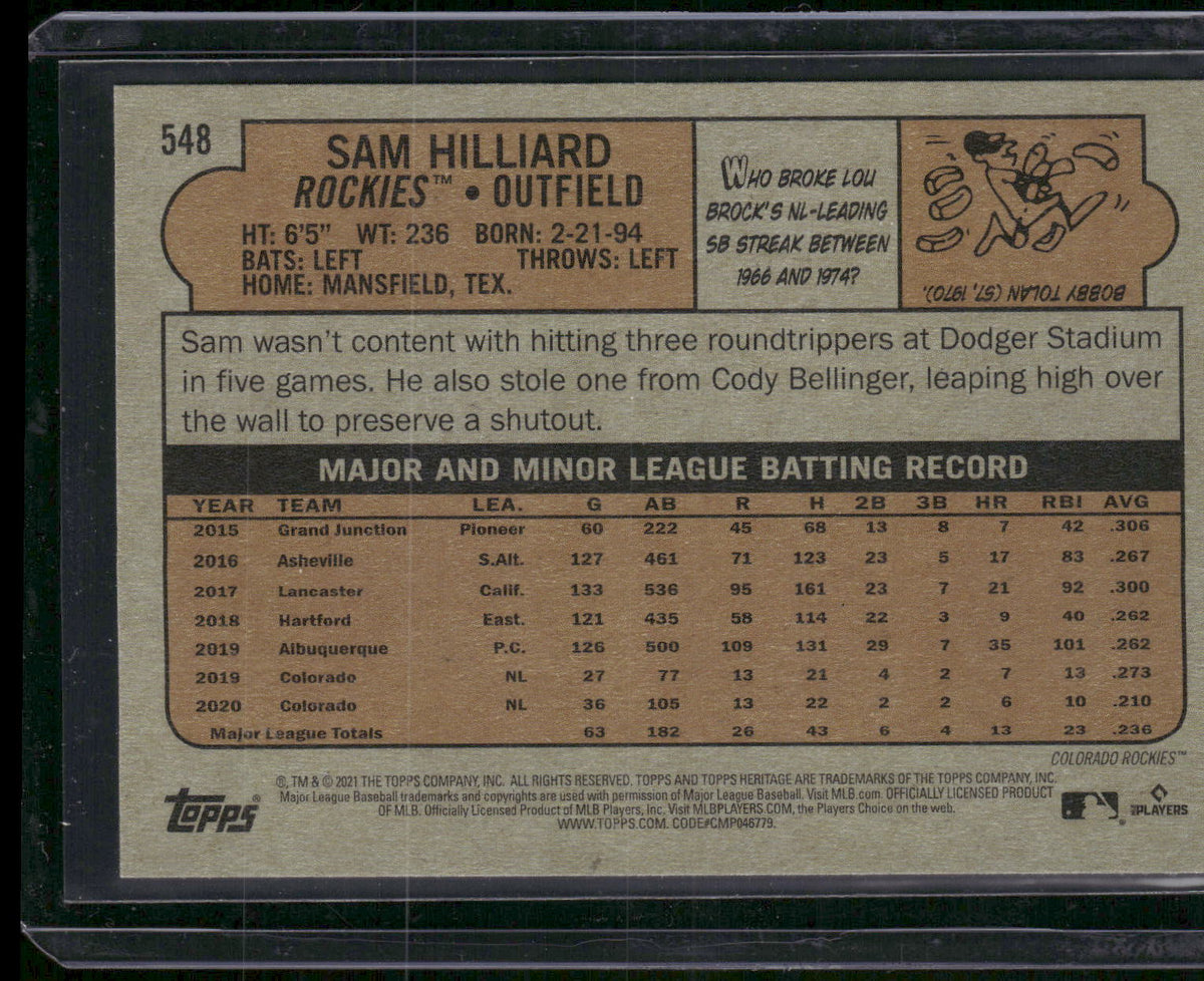 2021 Topps Heritage #548 Sam Hilliard