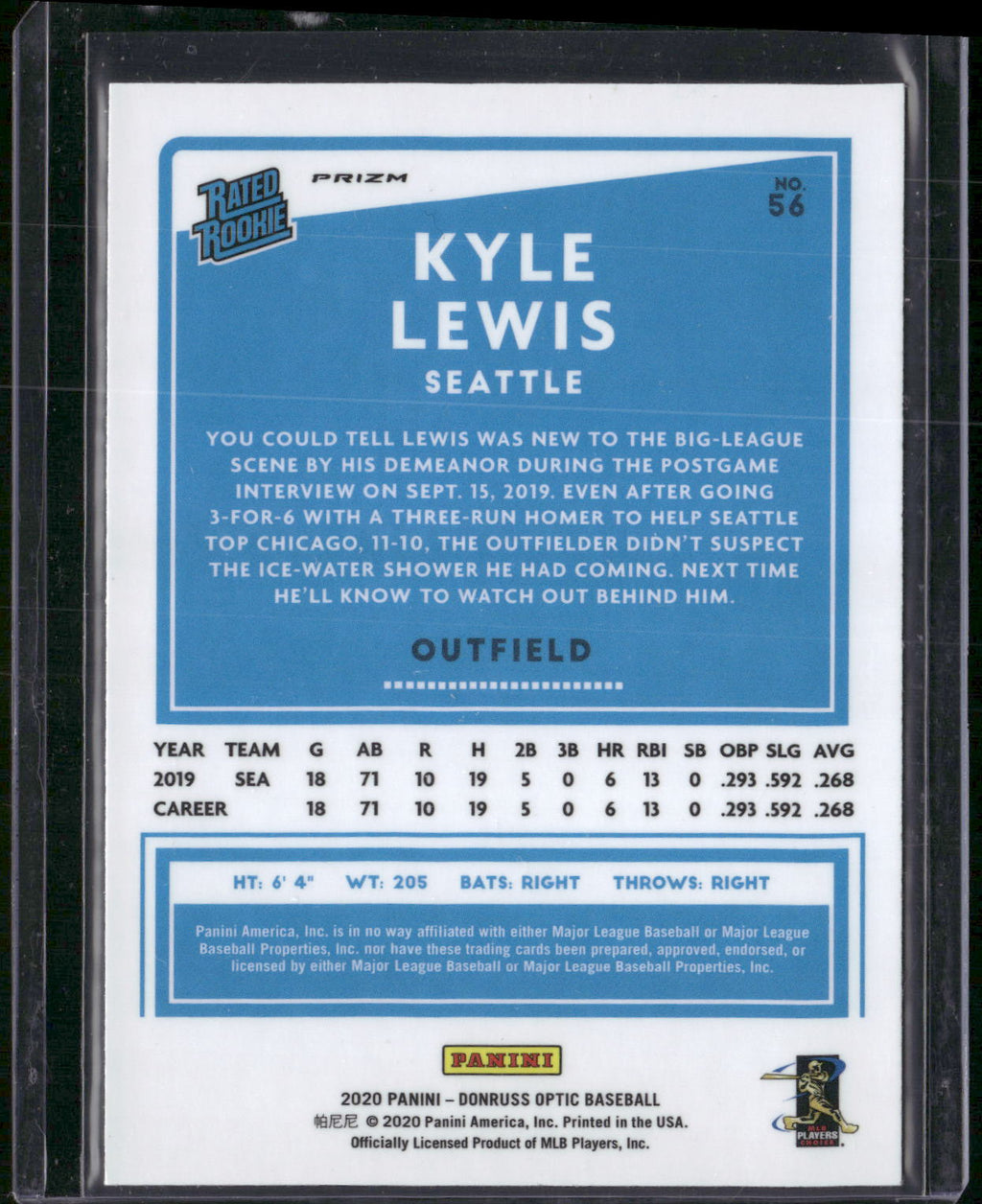2020 Donruss Optic #56 Kyle Lewis Lime Green