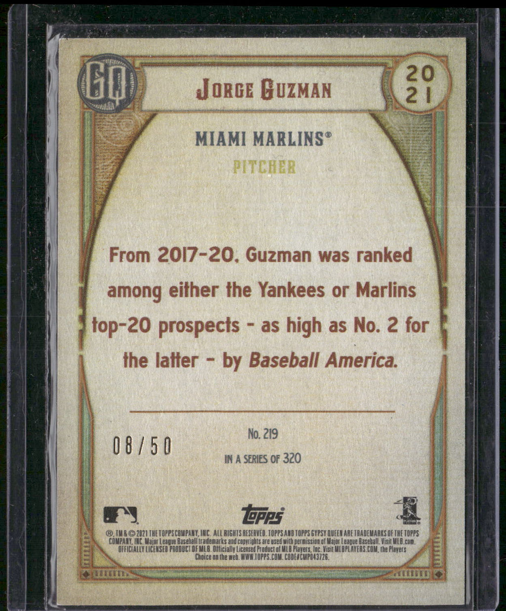2021 Topps Gypsy Queen #219 Jorge Guzman Black & White #/50