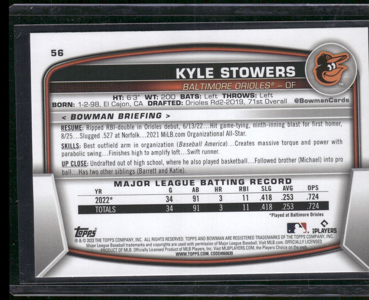 2023 Bowman #56 Kyle Stowers