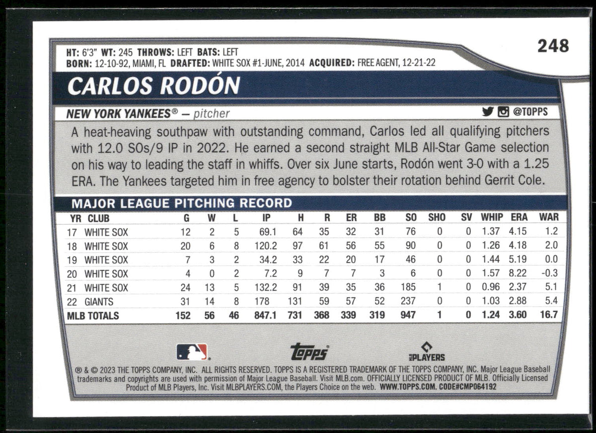2023 Topps Big League #248 Carlos Rodón