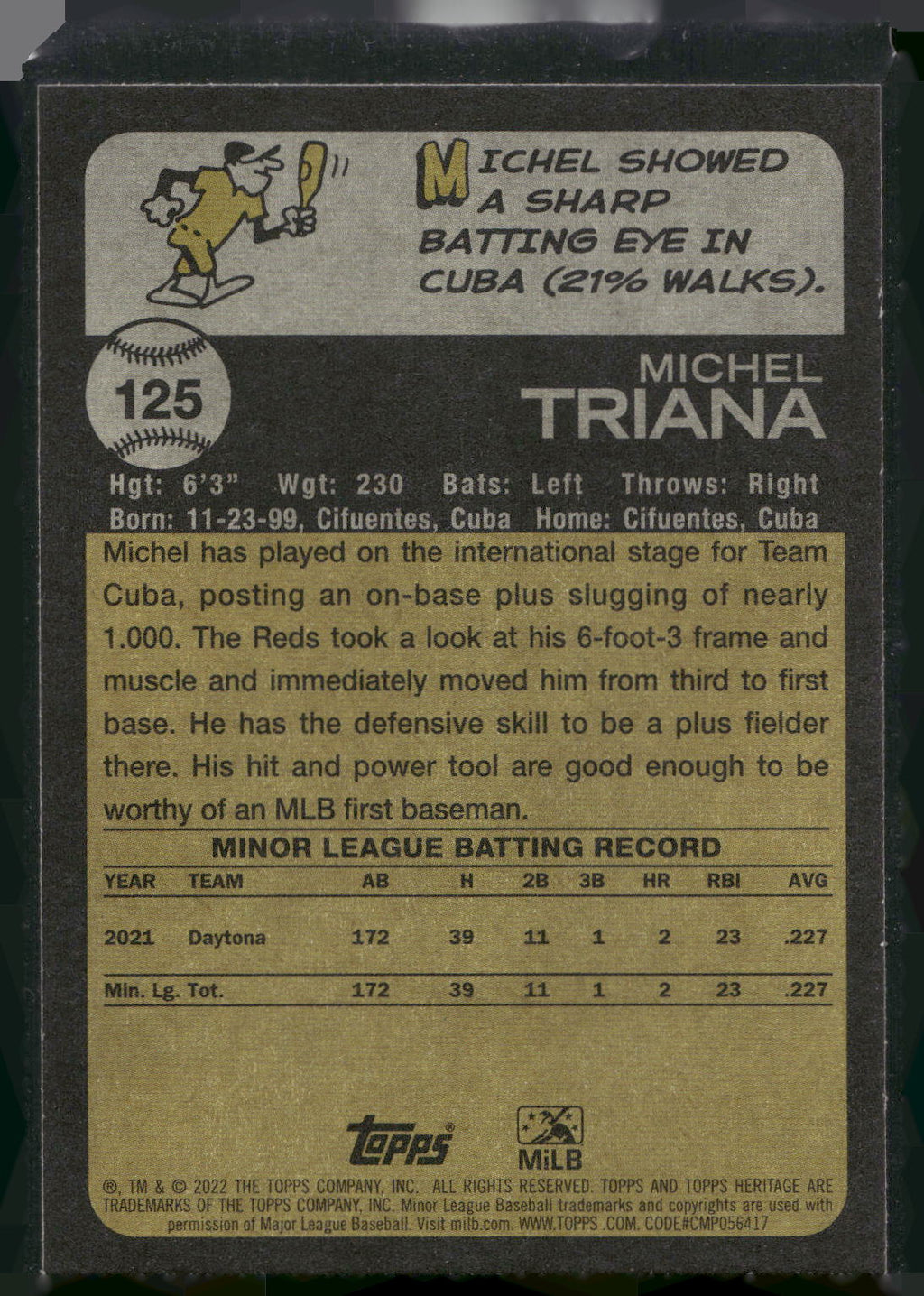 2022 Topps Heritage Minor League #125 Michel Triana