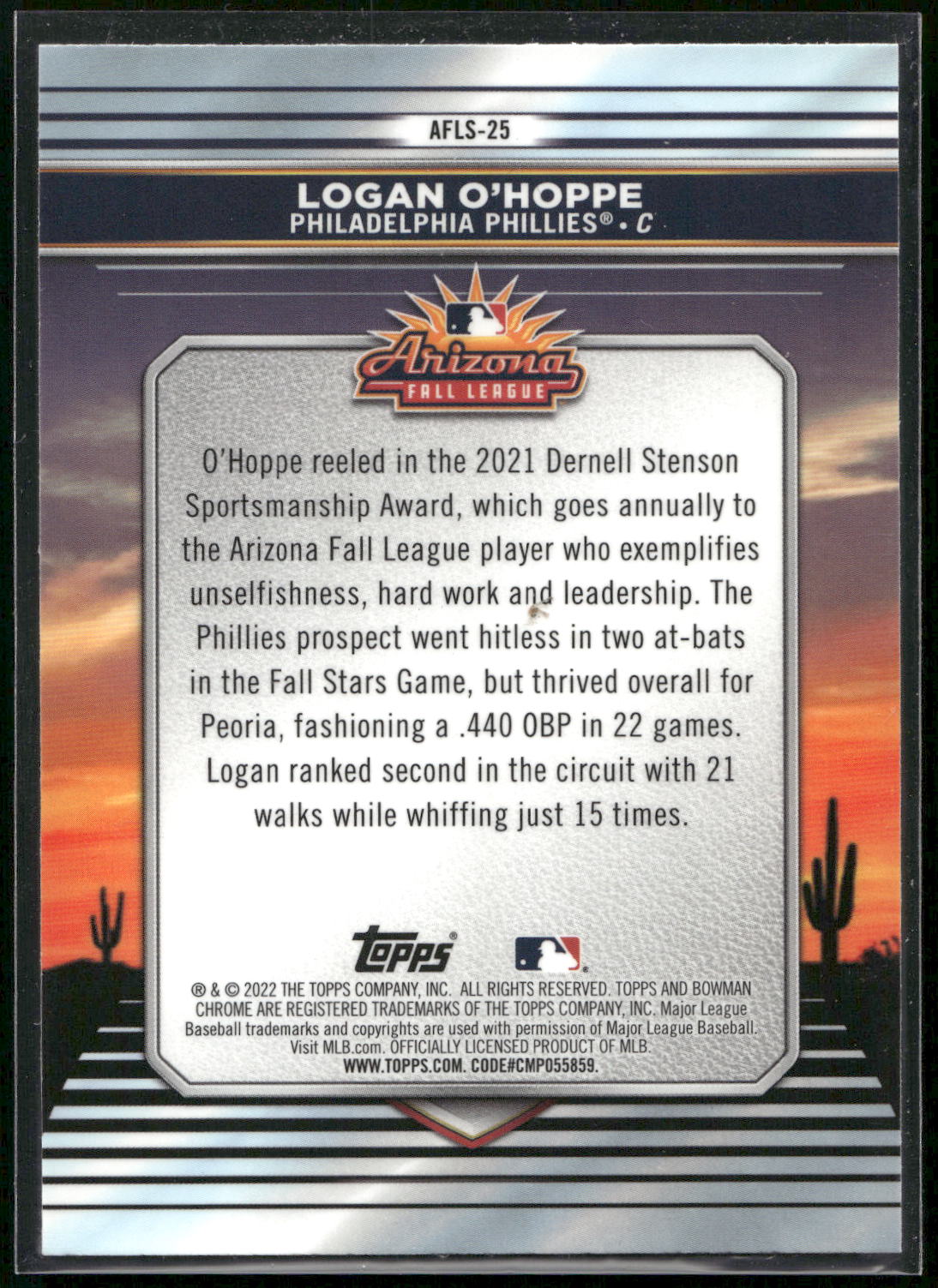 2022 Bowman Chrome #AFLS-25 Logan O'Hoppe 2021 AFL Fall Stars