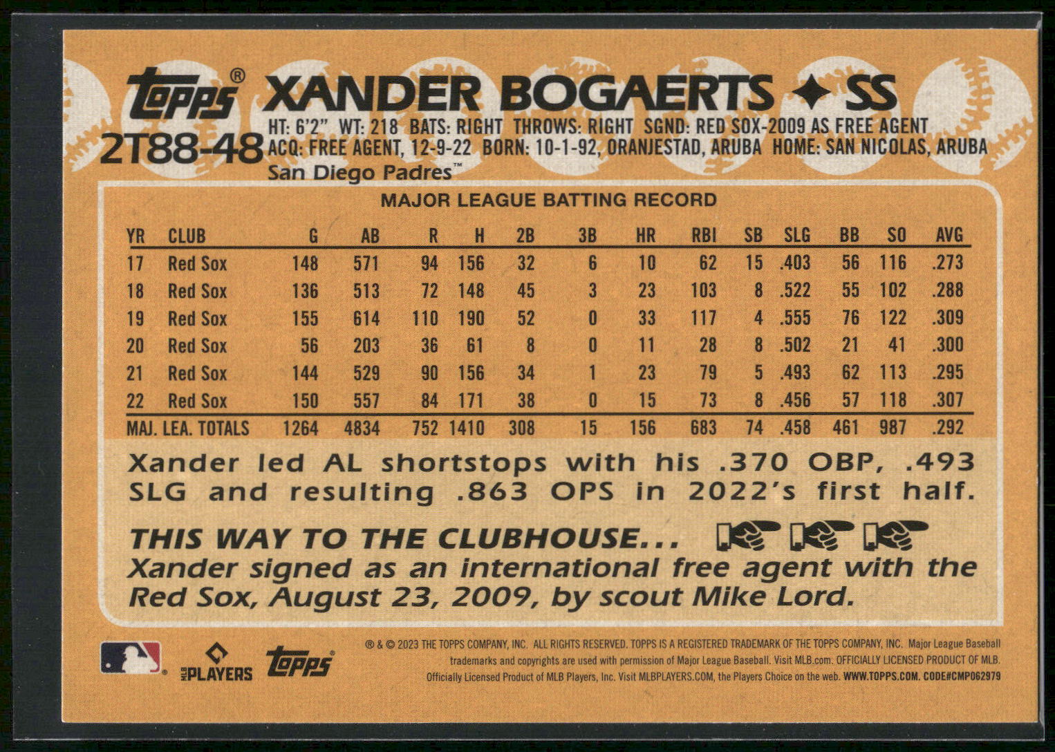 2023 Topps #2T88-48 Xander Bogaerts 1988 Topps Baseball 35th Anniversary