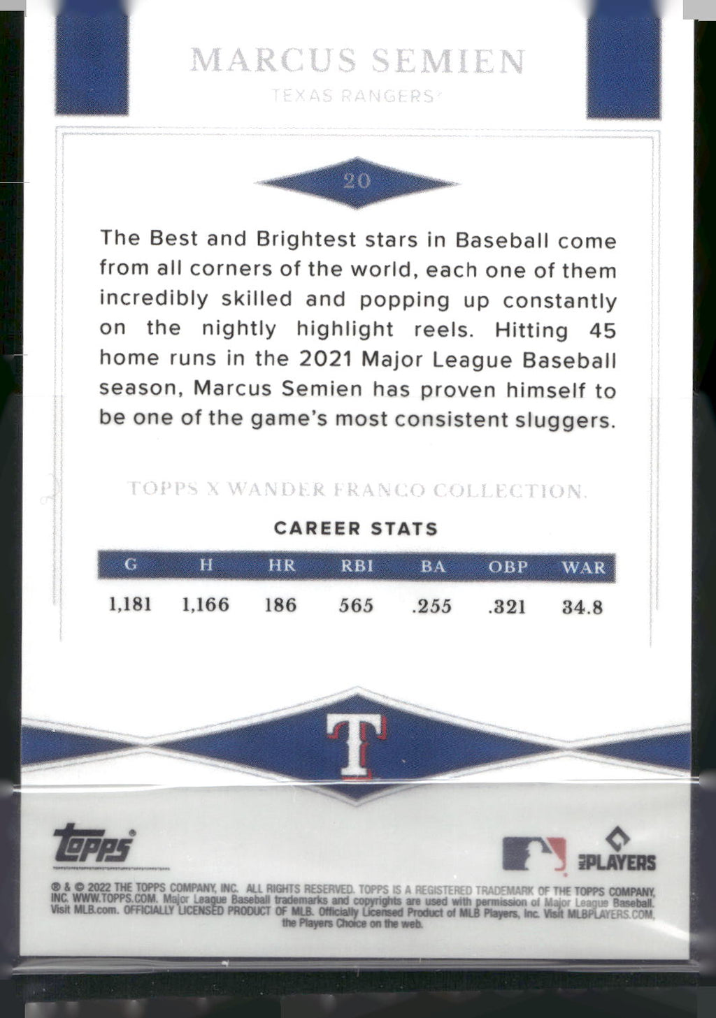 2022 Topps x Wander Franco #20 Marcus Semien