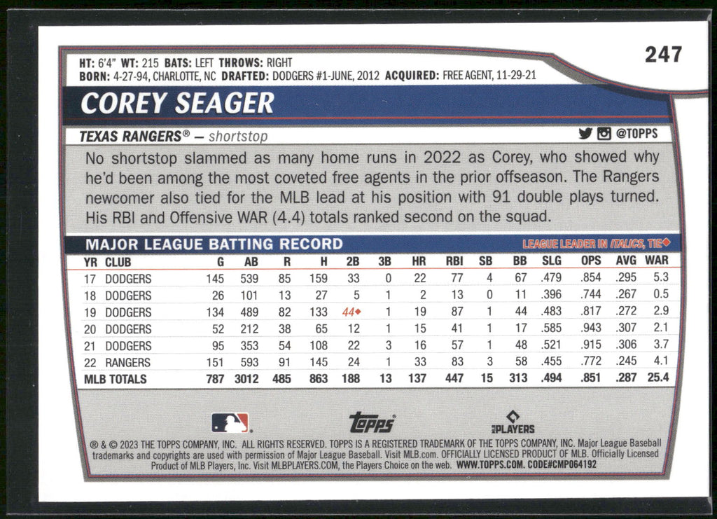 2023 Topps Big League #247 Corey Seager