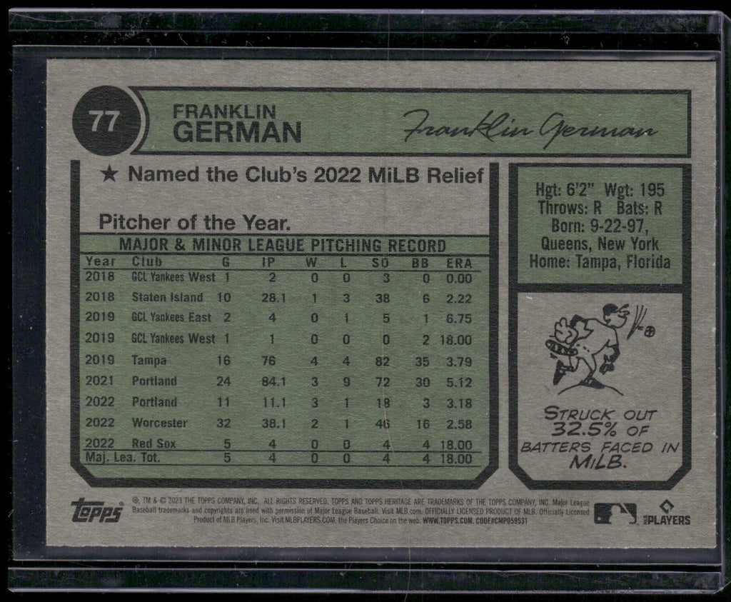 2023 Topps Heritage #77 Franklin German