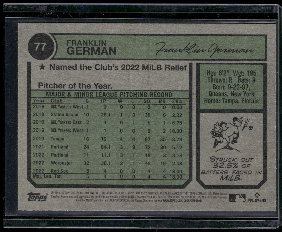 2023 Topps Heritage #77 Franklin German