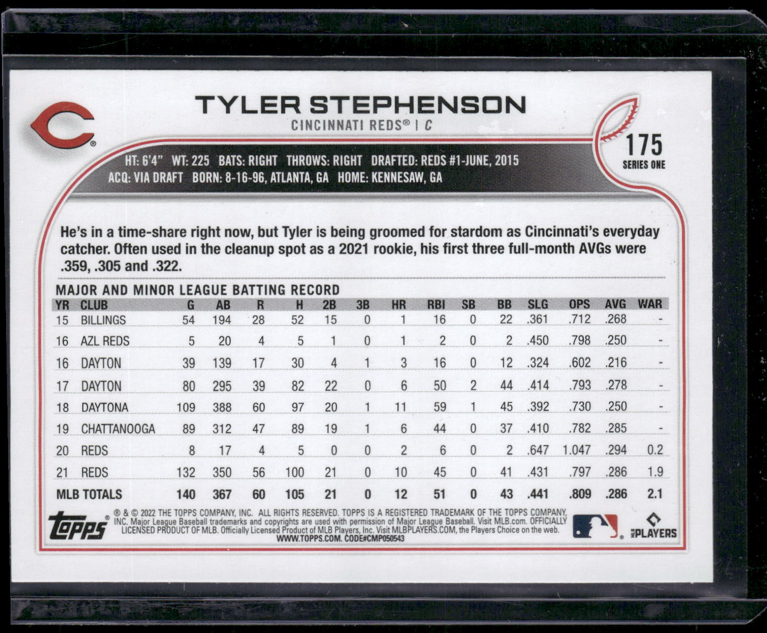 2022 Topps #175 Tyler Stephenson