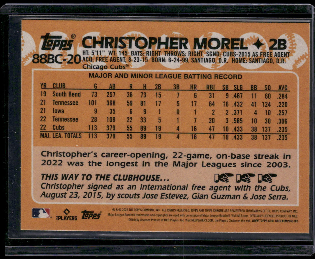 2023 Topps Chrome #88BC-20 Christopher Morel 1988 Topps Baseball 35th