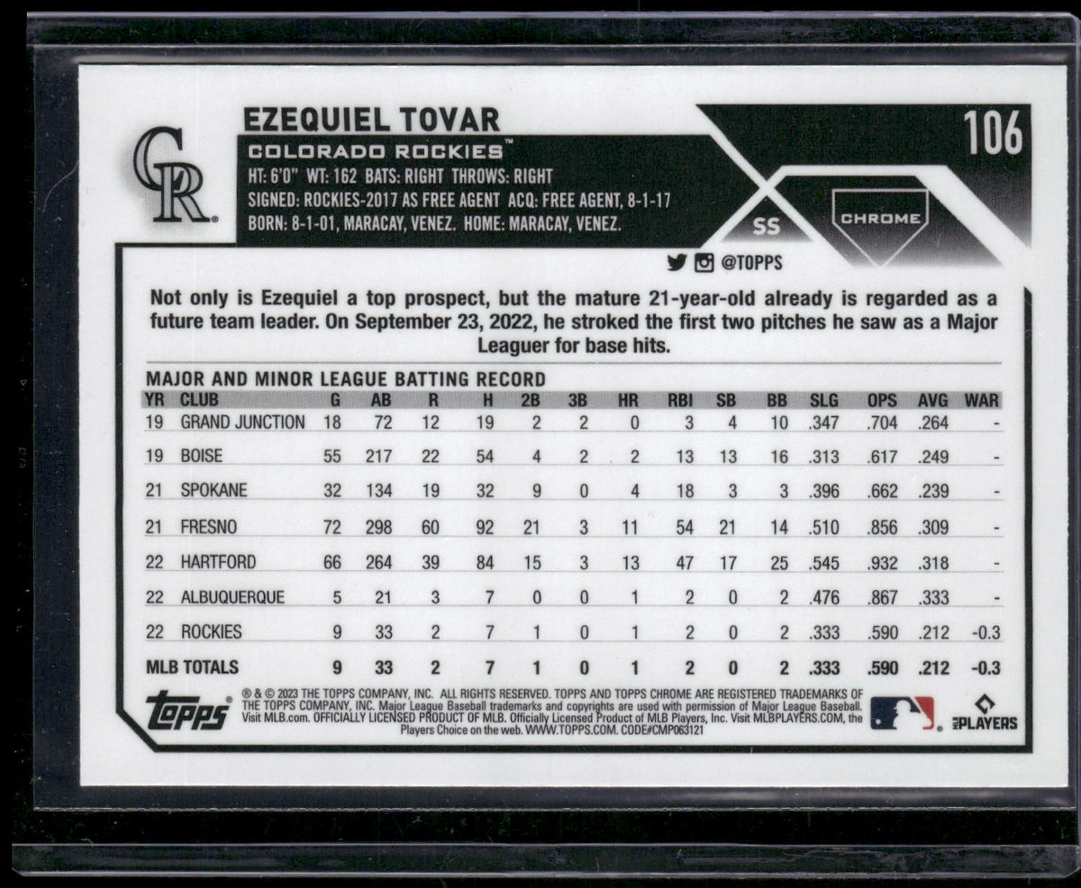 2023 Topps Chrome #106 Ezequiel Tovar