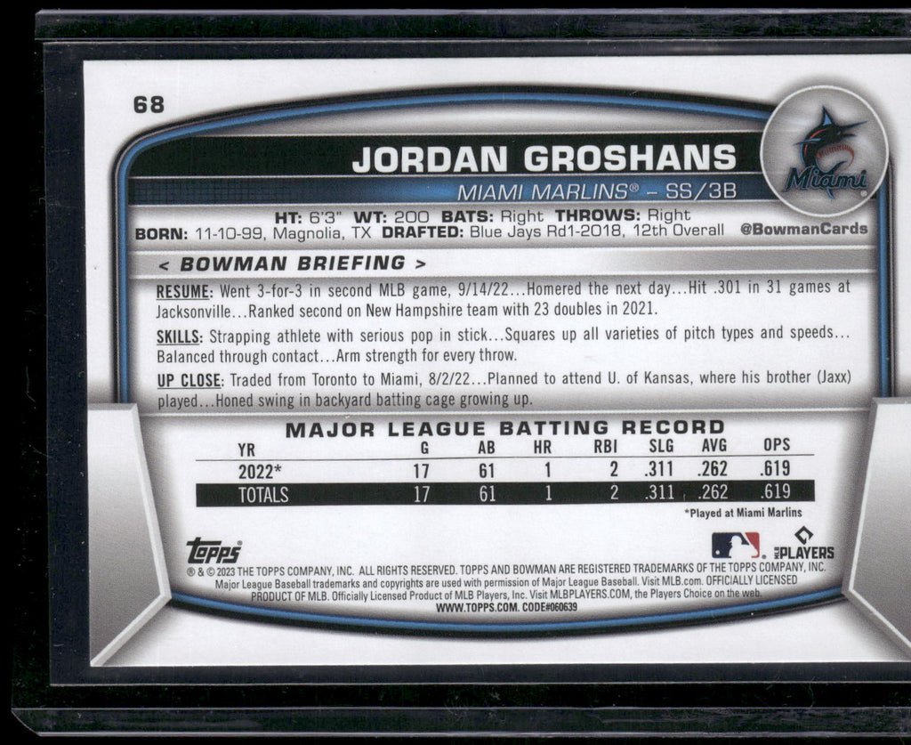 2023 Bowman #68 Jordan Groshans