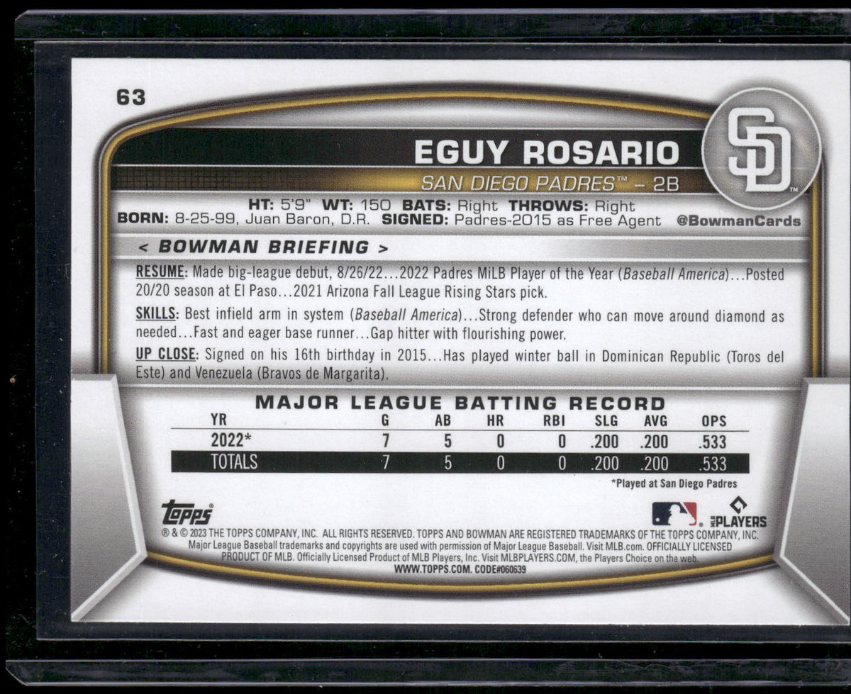 2023 Bowman #63 Eguy Rosario