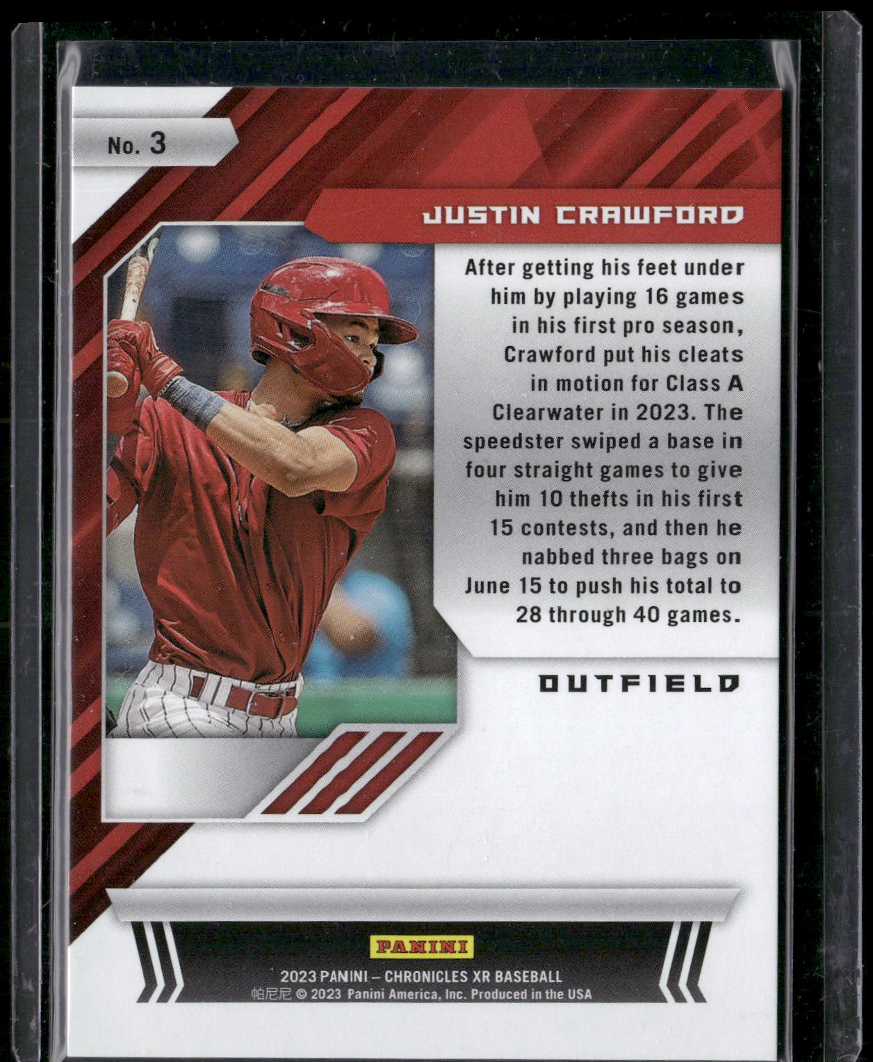 2023 Panini Chronicles - XR #3 Justin Crawford