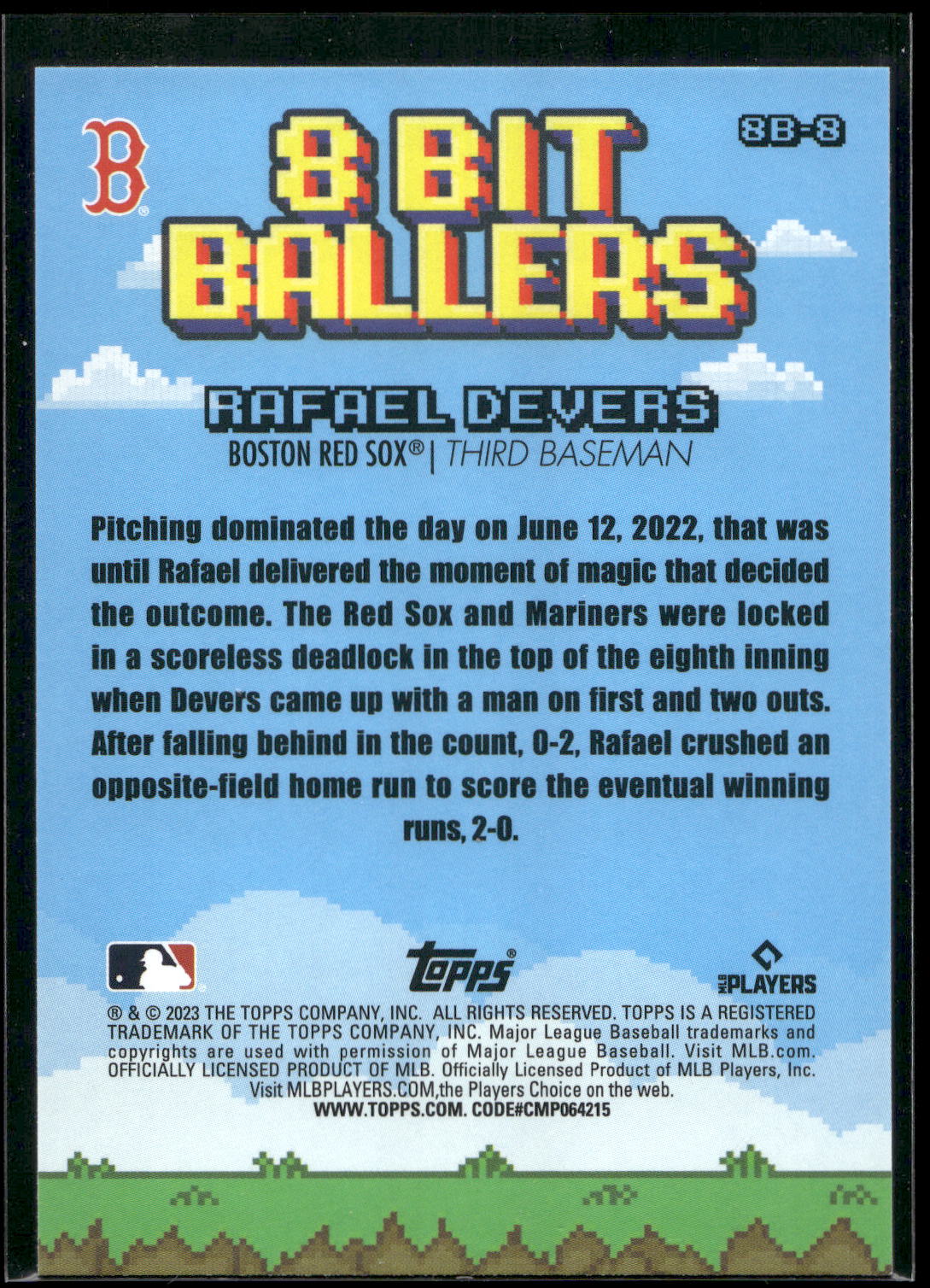 2023 Topps Big League #8B-8 Rafael Devers 8 Bit Ballers