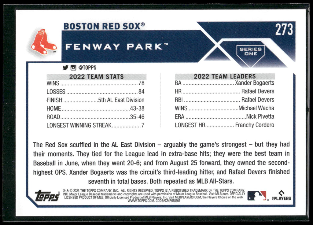 2023 Topps #273 Boston Red Sox