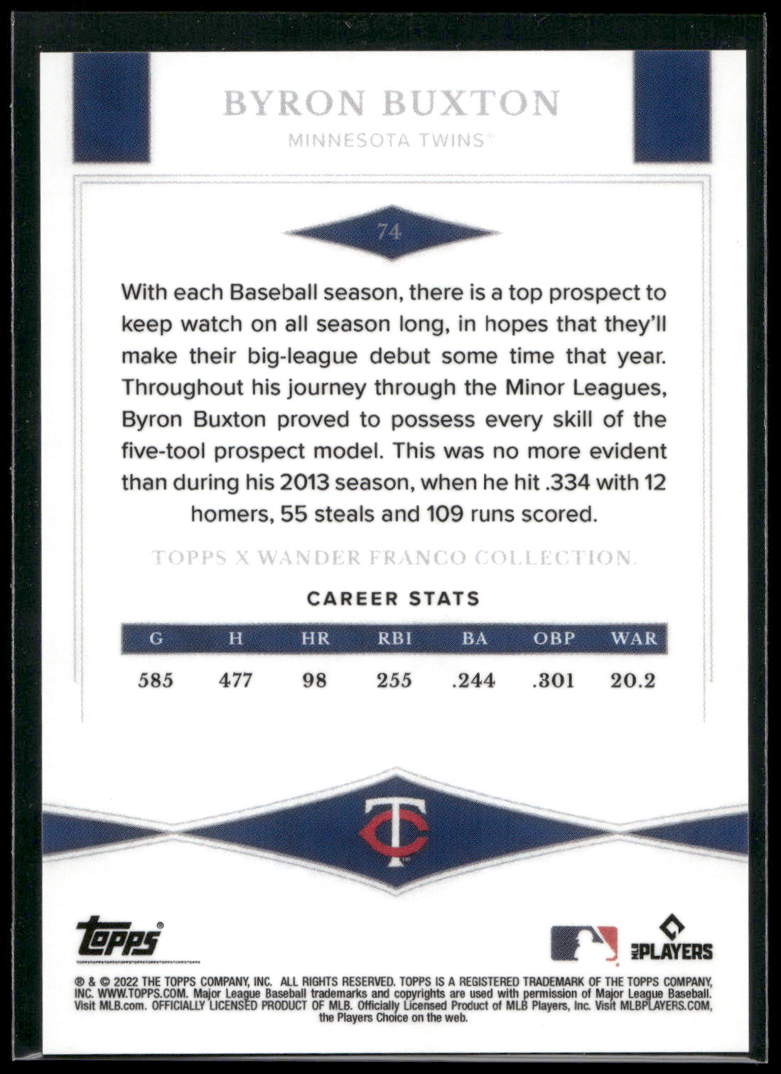 2022 Topps x Wander Franco #74 Byron Buxton