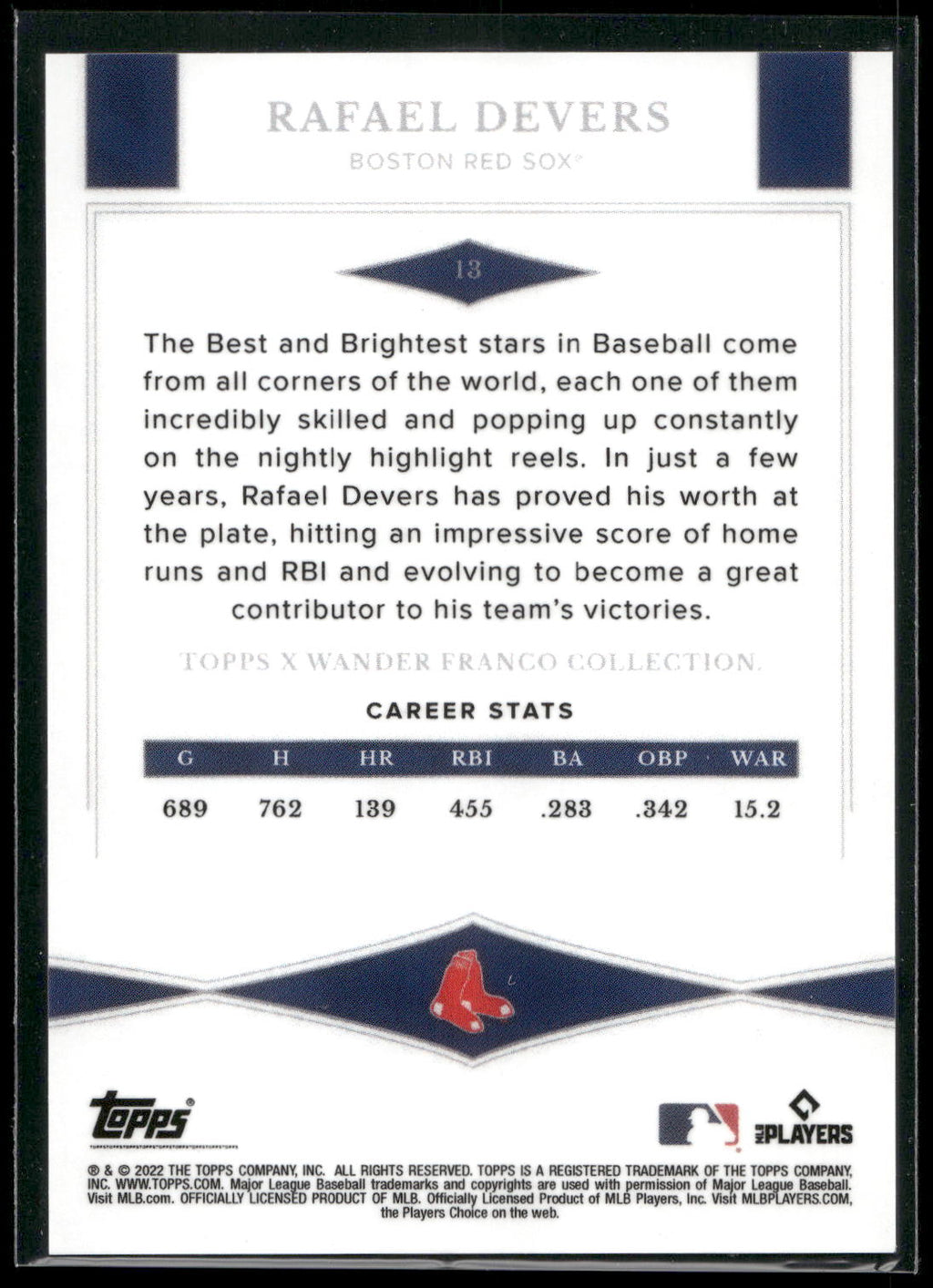 2022 Topps x Wander Franco #13 Rafael Devers