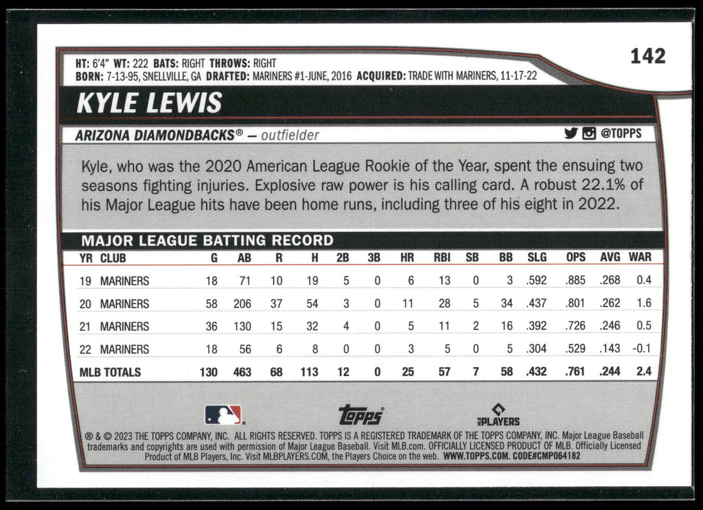 2023 Topps Big League #142 Kyle Lewis