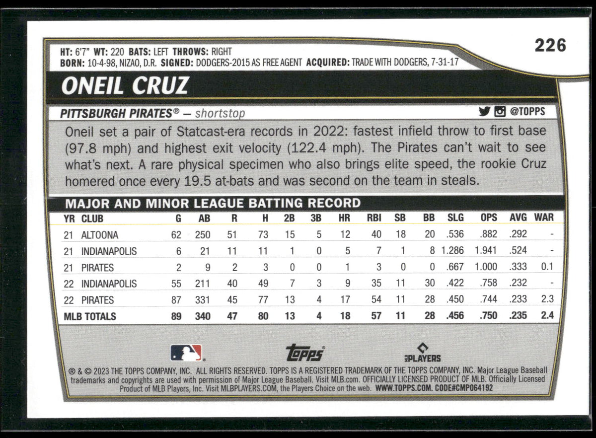 2023 Topps Big League #226 Oneil Cruz