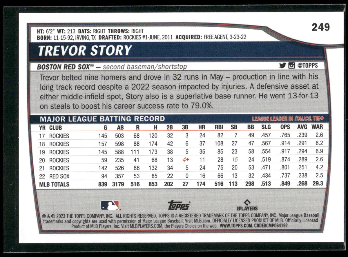 2023 Topps Big League #249 Trevor Story