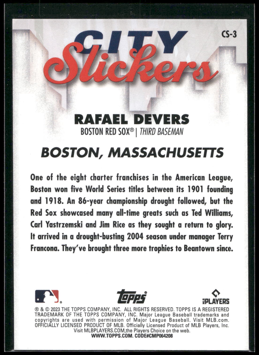 2023 Topps Big League #CS-3 Rafael Devers City Slickers