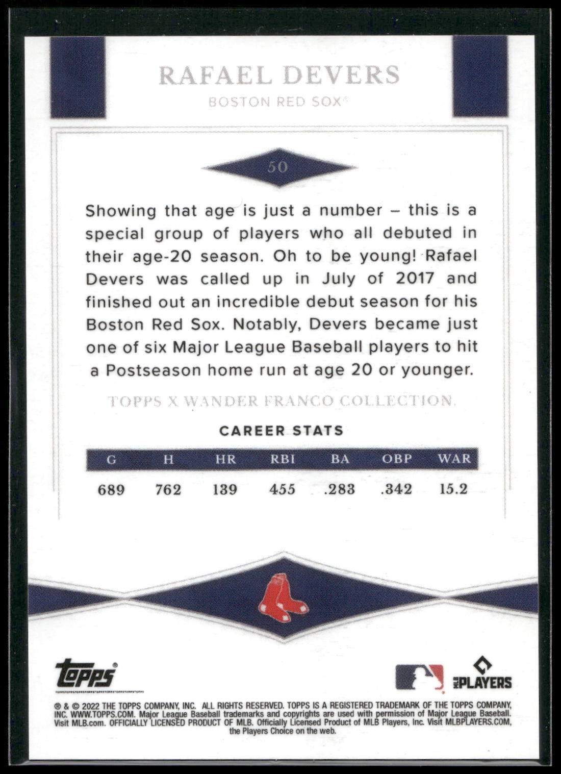 2022 Topps x Wander Franco #50 Rafael Devers