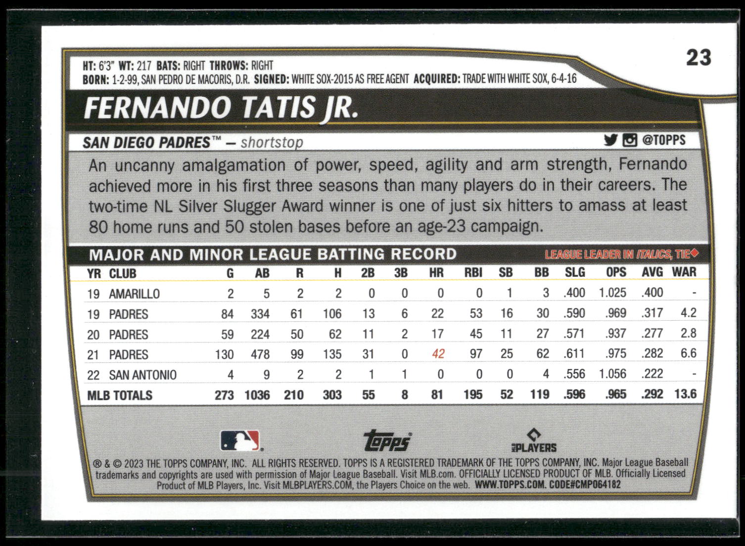 2023 Topps Big League #23 Fernando Tatis Jr.