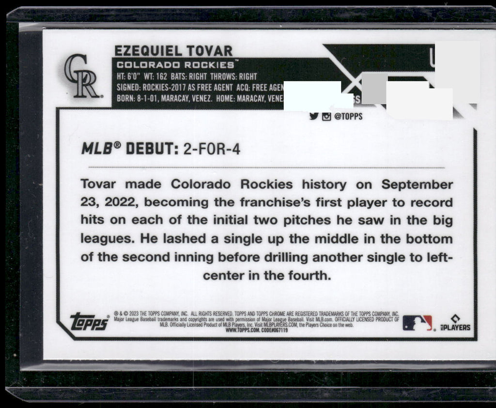 2023 Topps Update #US283 Ezequiel Tovar Rainbow Foil