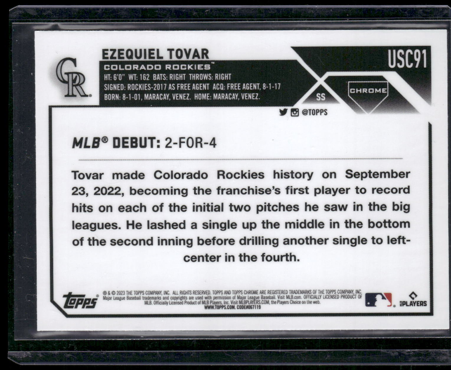2023 Topps Update #US283 Ezequiel Tovar