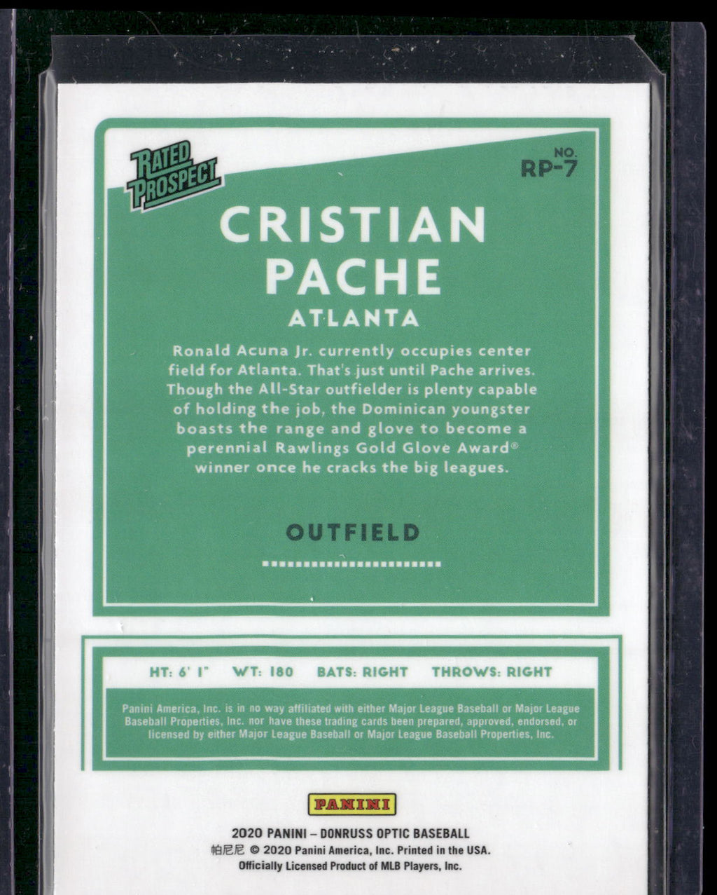 2020 Donruss Optic #RP-7 Cristian Pache Rated Prospects