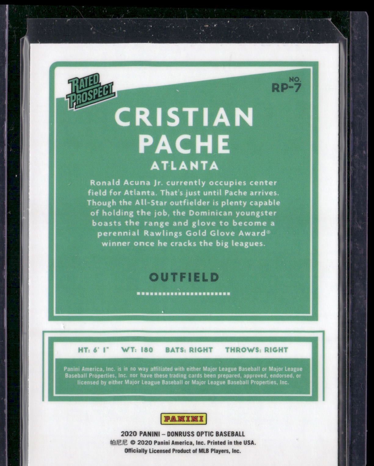 2020 Donruss Optic #RP-7 Cristian Pache Rated Prospects