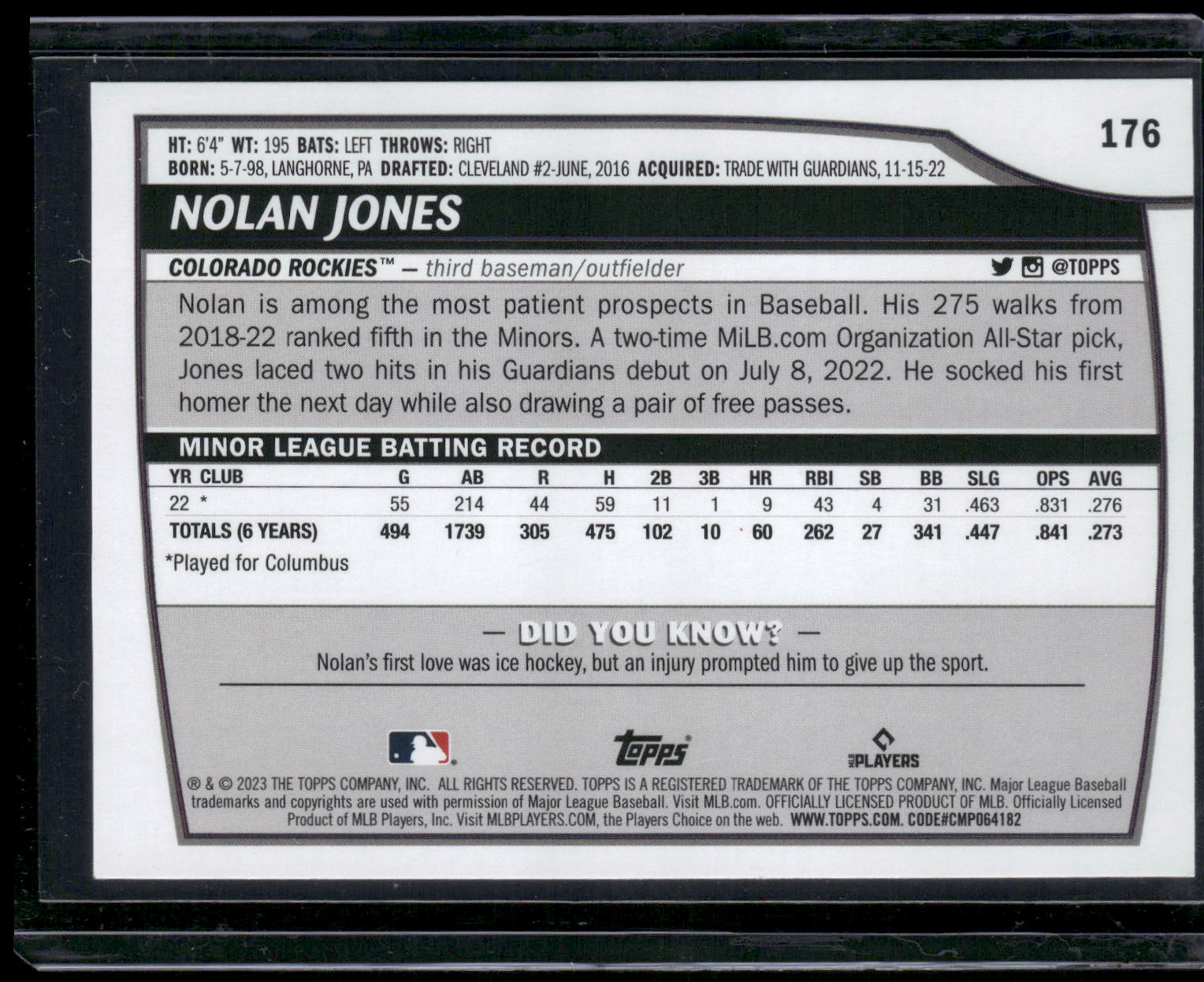 2023 Topps Big League #176 Nolan Jones