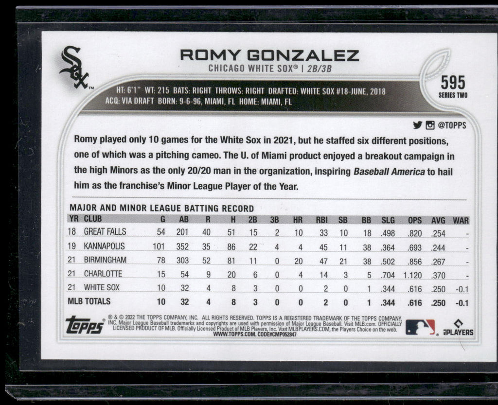 2022 Topps #595b Romy Gonzalez