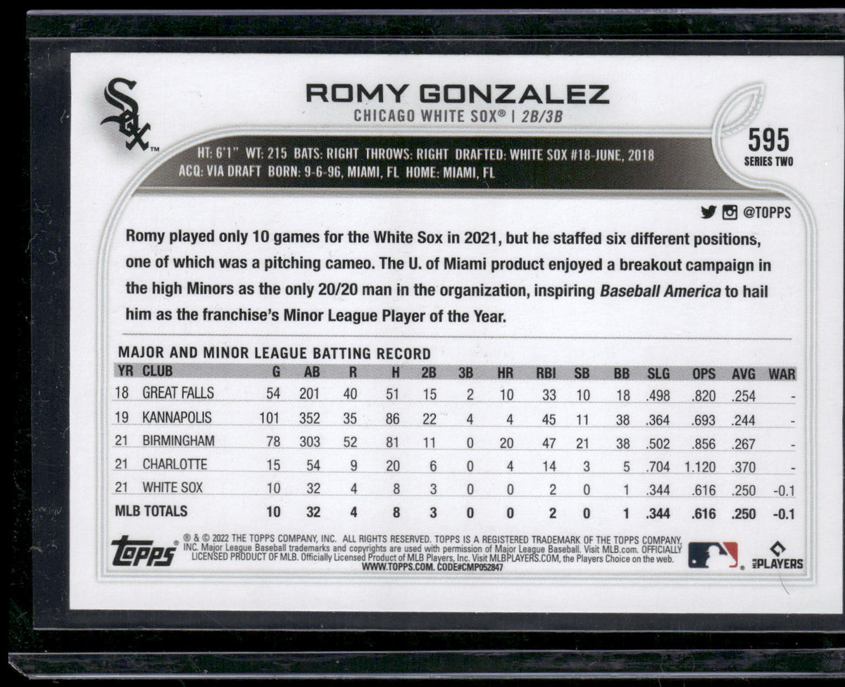 2022 Topps #595b Romy Gonzalez
