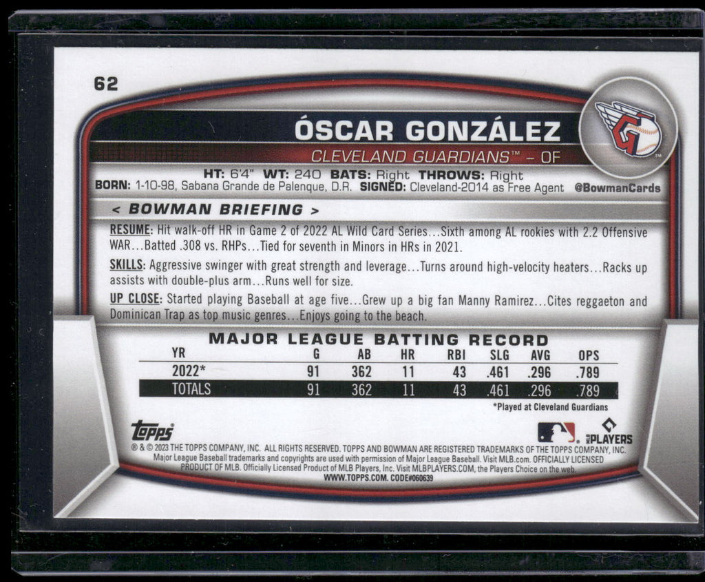 2023 Bowman #62 Oscar Gonzalez