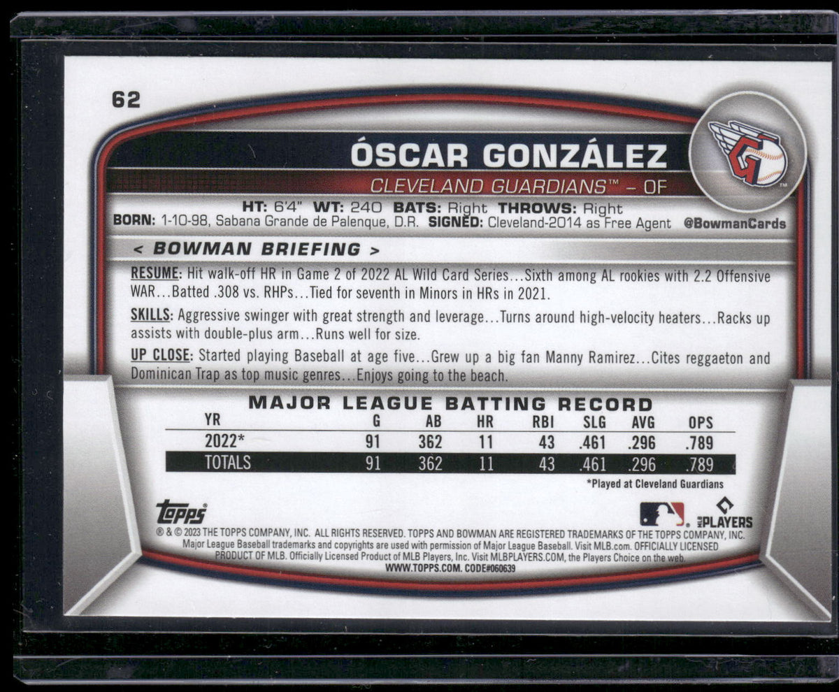 2023 Bowman #62 Oscar Gonzalez