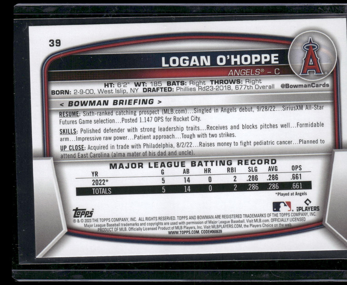2023 Bowman #39 Logan O'Hoppe