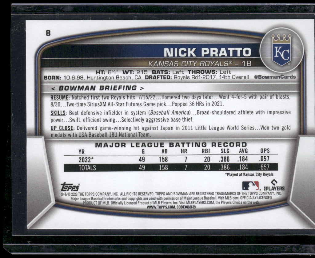 2023 Bowman #8 Nick Pratto