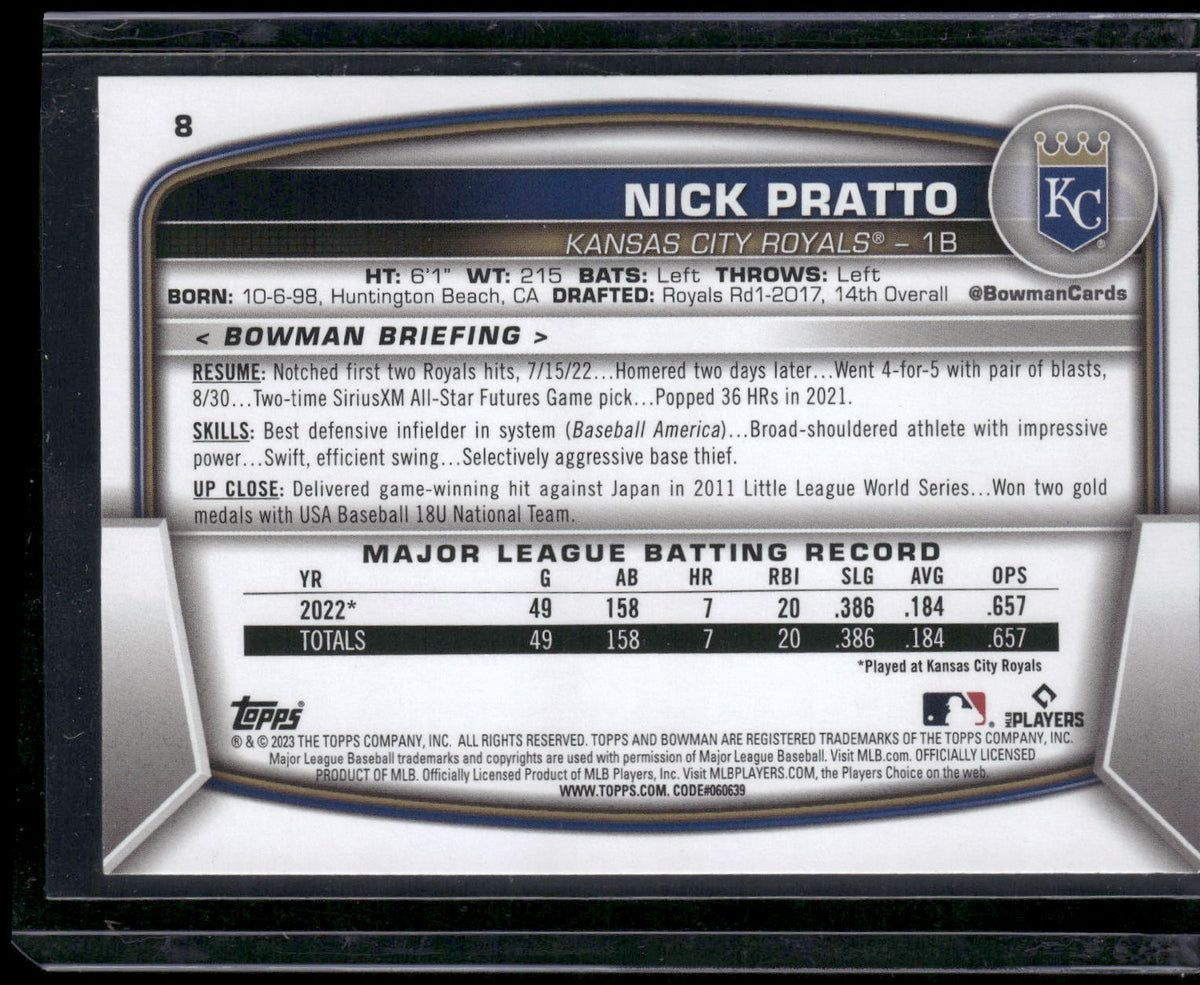2023 Bowman #8 Nick Pratto